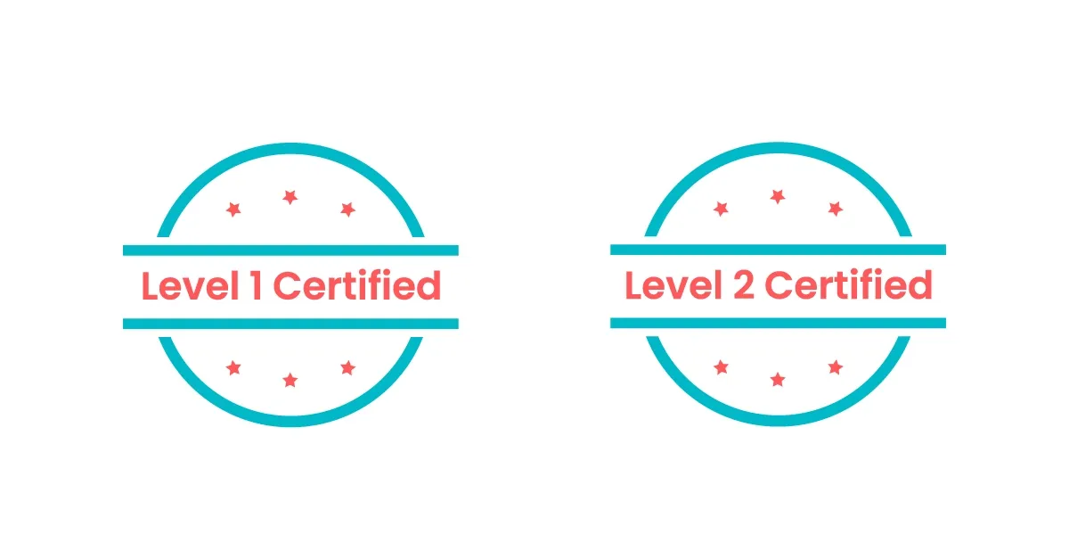 Level 1 Certified and Level 2 Certified